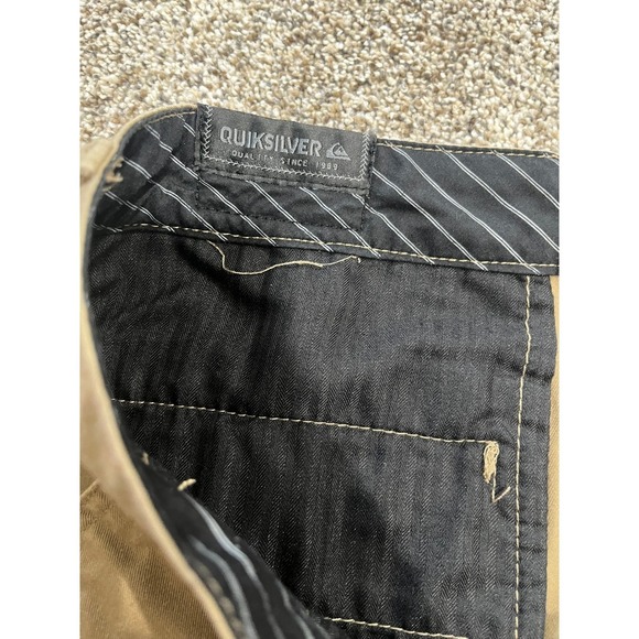 Quiksilver Men's Tan Chino Shorts Size 34 Flat Front Casual Beach Summer - Picture 10 of 13